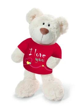 Nici 37756.1 Classic Bear Creme Mit Rotem T-Shirt "I Love You" 35cm Plüsch Schlenker