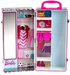 Theo Klein Barbie Kleiderkoffer Für Puppen Mit Platz Für 2 Puppen Inkl. Garderobe 5801 -Spielwaren Verkauf 5801 Barbie Kleiderkoffer INNENANSICHT FS Kopie