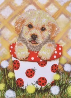 Diamond Dotz Diamantbilder - Hunde Welpe Im Topf Ca. 38x50 Cm