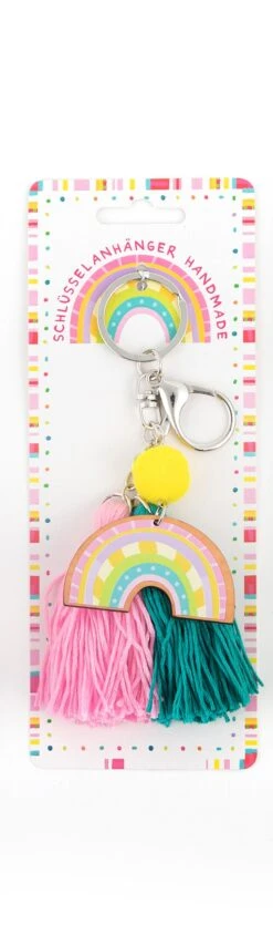 Trendhaus 954756 GOOD FEELINGS Schlüsselanhänger Regenbogen Rosa - Türkis