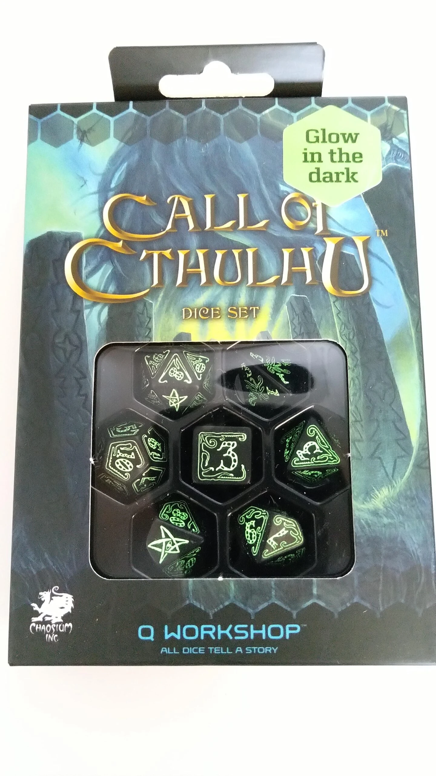 Call Of Cthulhu Würfelset Rollenspielwürfel Schwarz & Glow In The Dark (7 Stück) 3 Call Of Cthulhu Würfelset Rollenspielwürfel Schwarz & Glow In The Dark (7 Stück)